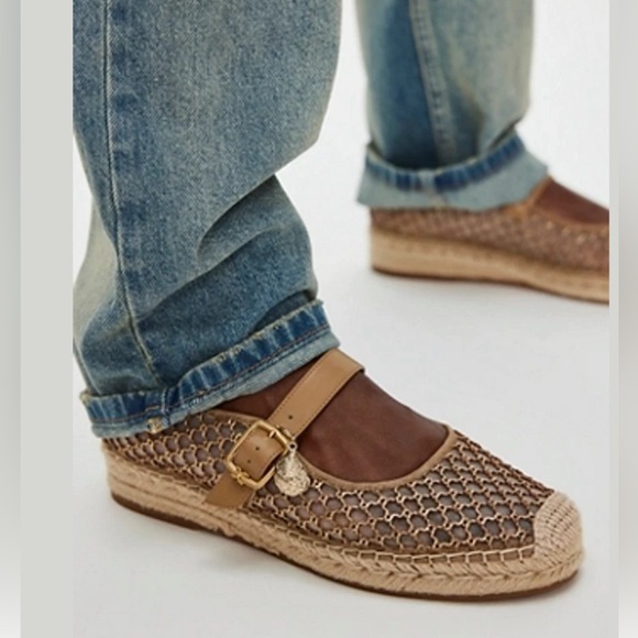 Brown Woven Espadrille Flats - Picture 1 of 5